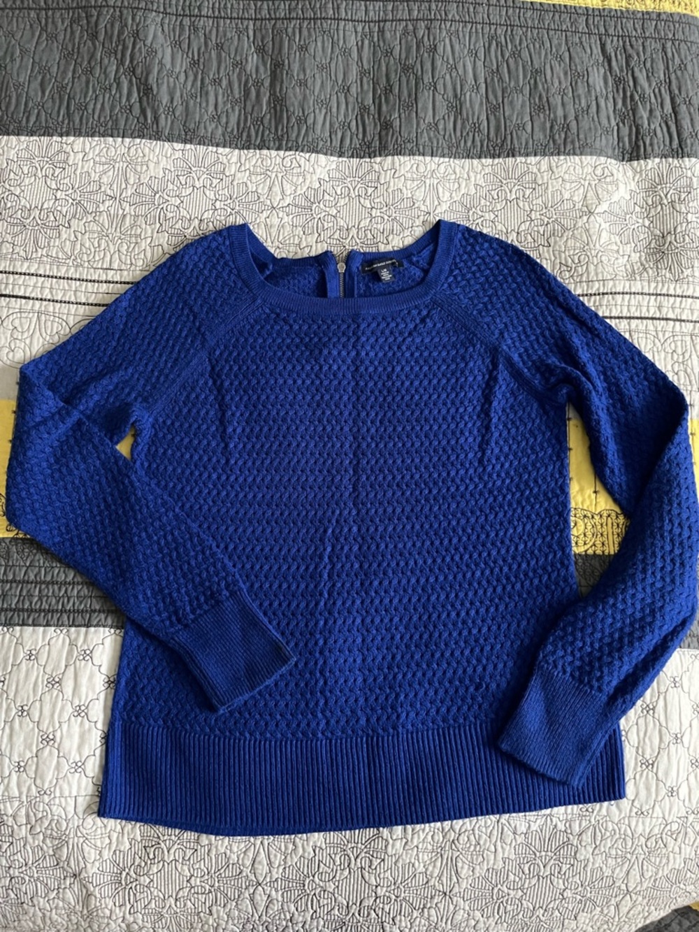 American Eagle Outfitters Royal Blue Textured Crewneck Sweater